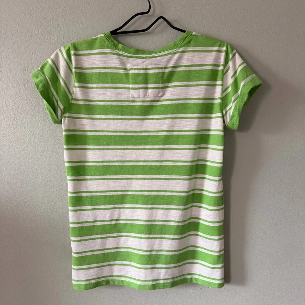 Y2K Abercrombie & Fitch Green Striped Preppy Tee Size XS - Picture 3 of 6